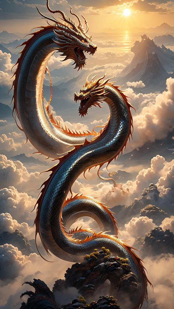  Chinese Dragon 、Dragon God、 Long Like a Snake、Tang Long 、 In a Sea of Clouds 、 Spiritual 、 fantasy、 realistic pictures