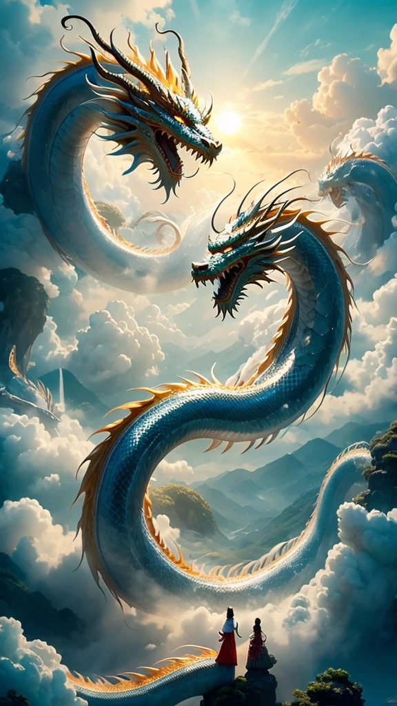  Chinese Dragon 、Dragon God、 Long Like a Snake、Tang Long 、 In a Sea of Clouds 、 Spiritual 、 fantasy、 realistic pictures