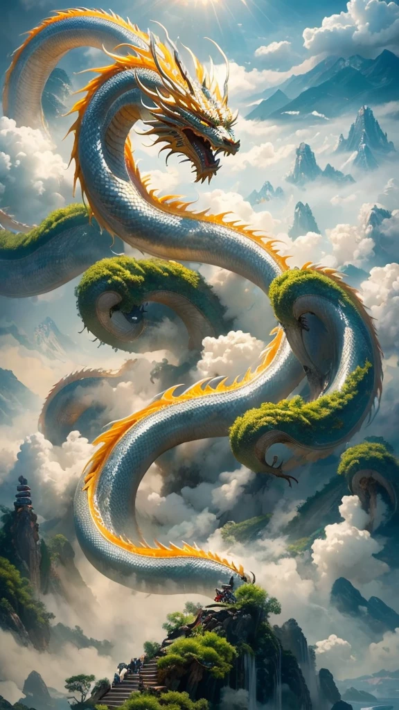  Chinese Dragon 、 The Steep Battle of Mount Kunlun 、Dragon God、 Long Like a Snake、Fire Dragon and Water Dragon 、Tang Long 、 In a Sea of Clouds 、 Fantastic and Spiritual、 Fantasy Art 、 Dynamic Composition 、 realistic pictures