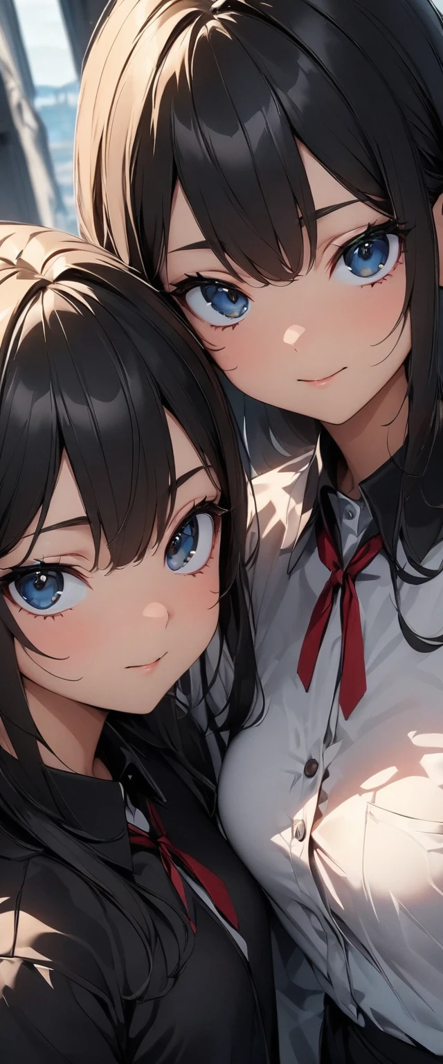 (high quality, 8k, 4K, High Contrast, masterpiece:1.2, 最high quality, Best aesthetics), 1 Female, JK, (Real skin texture:1.3), (Film Grain:1.3), (Selfie angle, High angle), One girl,(similar identical twins:1.8),(side by side:1.4),
All the girls have the exact same face, The two have the same face and figure, as if they were mirror images., Beautiful and detailed eyes and face, 最high quality, close, Upper Body,