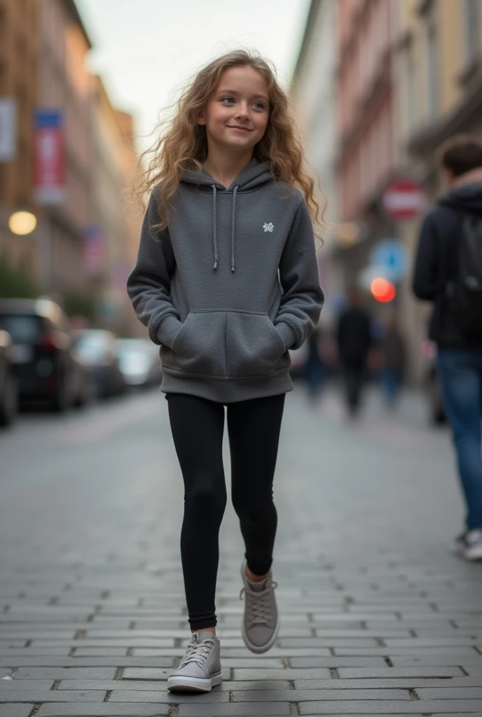 10-year-old girl, niedliche kleine, frontal ansicht ,black full body suit, Akrobatik, barefoot, steht aufrecht