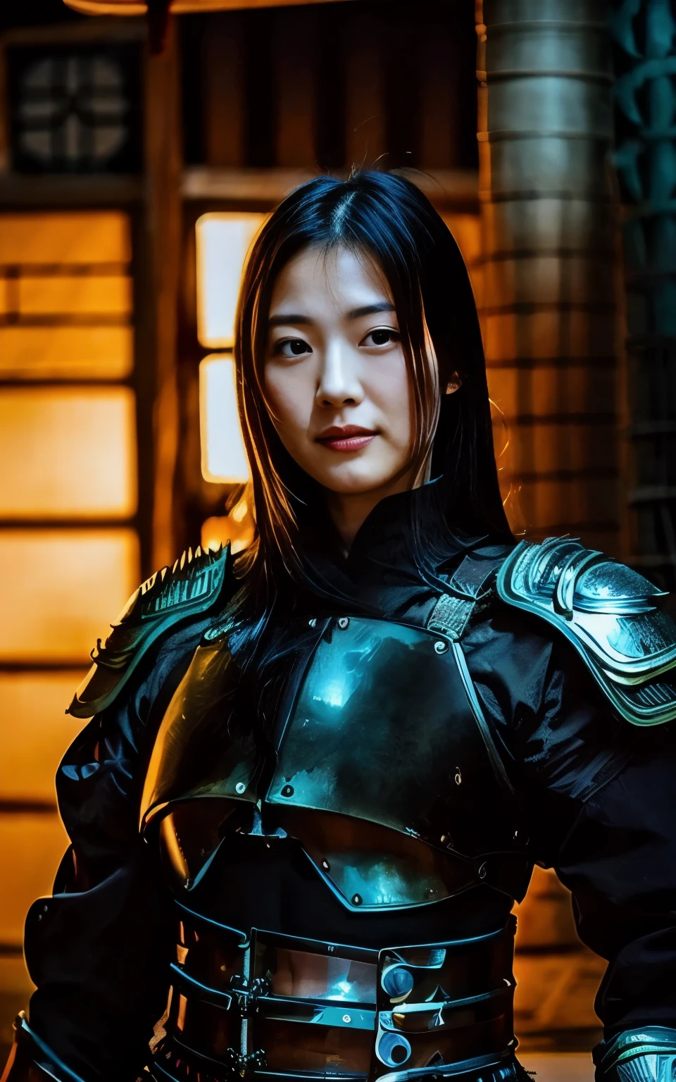 1girl, samurai armor, japanese armor, demon mask, blood-stained armor, katanas, (best quality,4k,8k,highres,masterpiece:1.2),ultra-detailed,(realistic,photorealistic,photo-realistic:1.37),hdr,uhd,studio lighting,ultra-fine painting,sharp focus,physically-based rendering,extreme detail description,professional,vivid colors,bokeh,dark fantasy,dystopian,moody lighting,cinematic