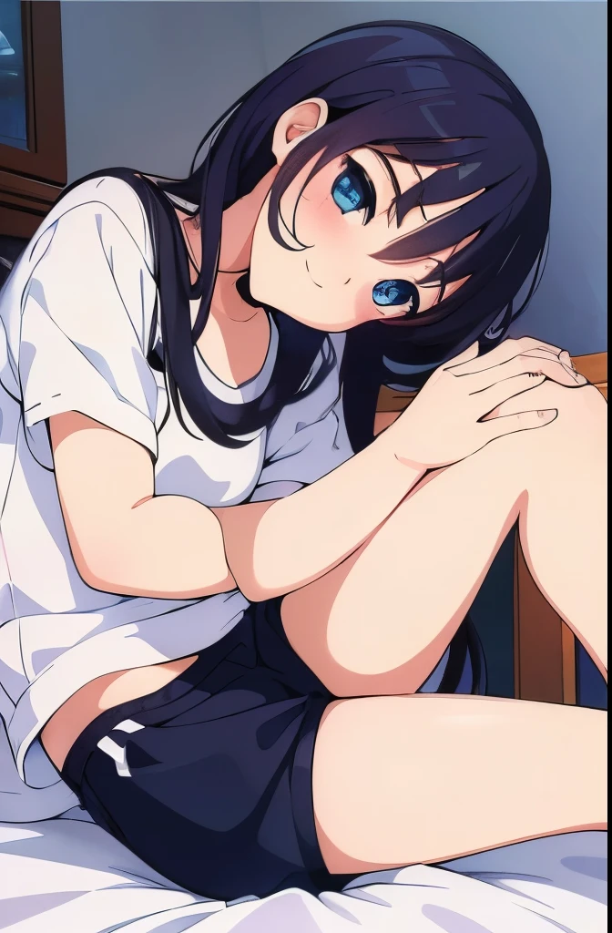 1 cute girl, Tank top, mini skirt, White lace panties,
