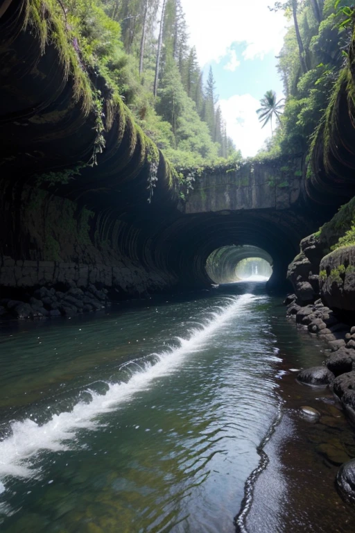Anime style, cave, girl, water, Cristal 