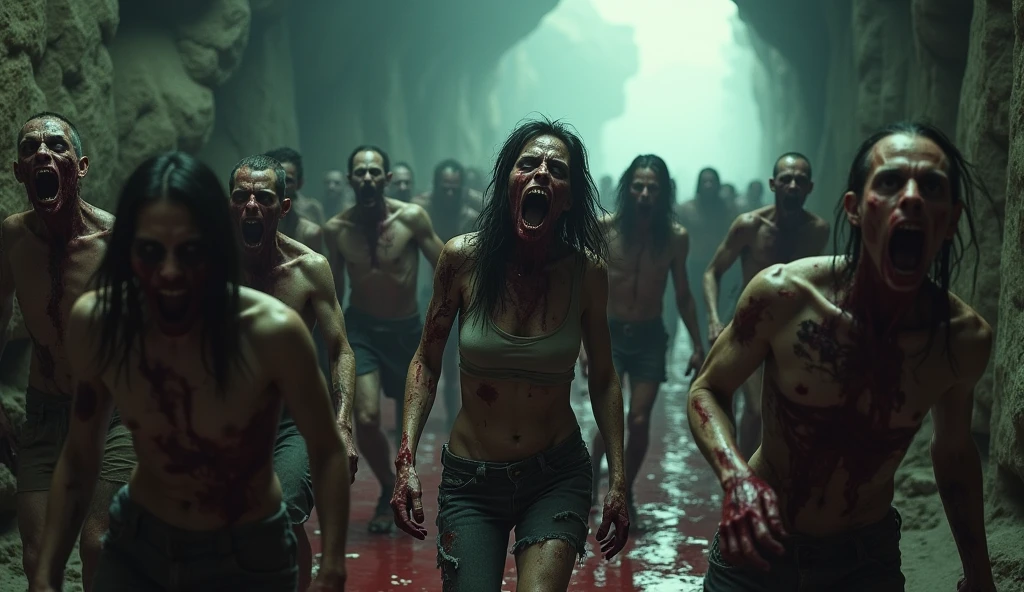 All the female cast members of the walking dead are naked having sex with Rick grimes