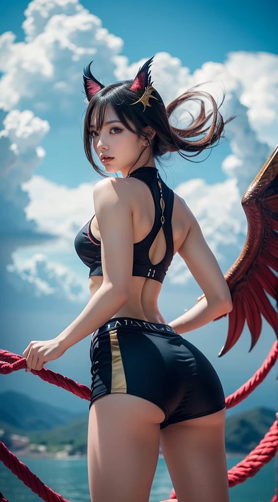 8K full body portrait of young girl、ultra wide lens、skydiving、Falling、Flying、In the sky、Skywalk、Strong wind is blowing、Strangeware、Translucent jacket、There is a red heart-shaped body paint、G-String Panties、Thin cloth、semi transparent、Nipple Top、Camel toe、Photorealsitic:1.37、(((NSFW is still showing)))、