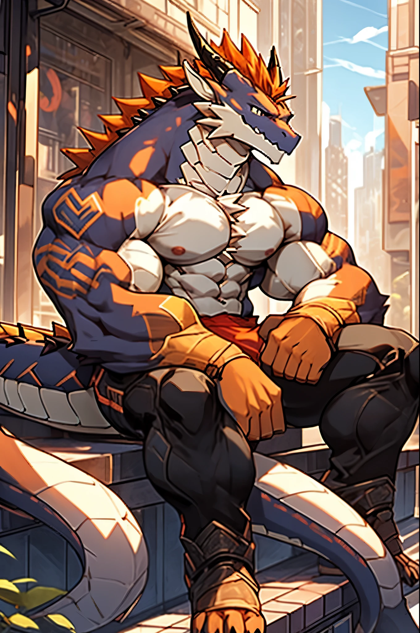 abs adoptable antro character design digital art dragon dragonborn dragon boy fanart fantasy furry glitch diagram love male muscular muscle hairy huge muscles aiadoptable aiadopt