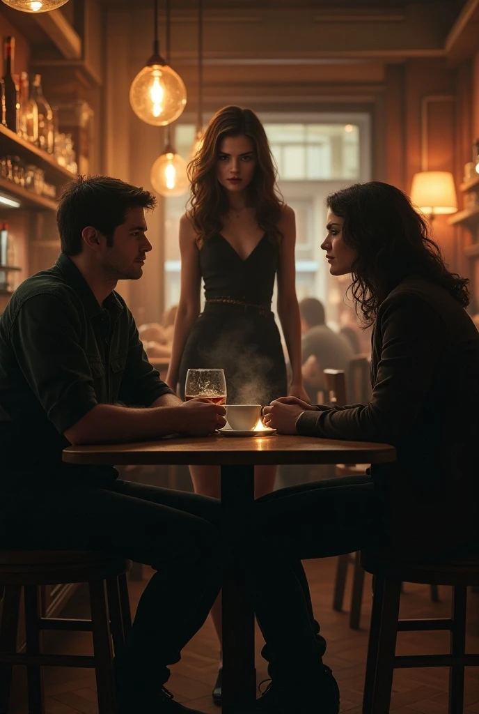 michelle dockery, jason butler harner jessica brown-findlay, harry lloyd are in the bar drinking and smiling