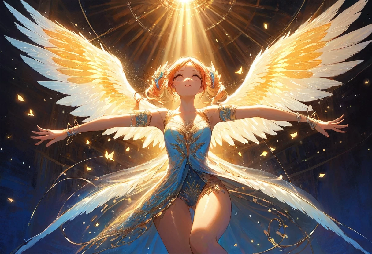 An amazing masterpiece painting of a set of wings stretched out surrounding the text "Too Much Love ?" , dynamic lighting, fine detail, best quality.