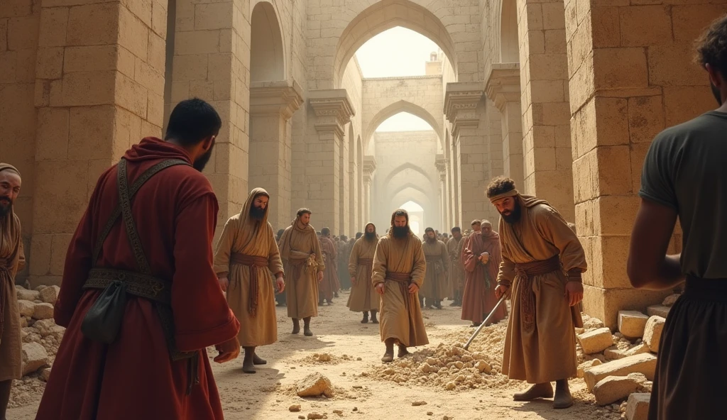 Sultan's Punishment: A scene depicting a public execution in a Moroccan square, with onlookers forced to avert their eyes as Moulay Ismail oversees the event from a balcony.