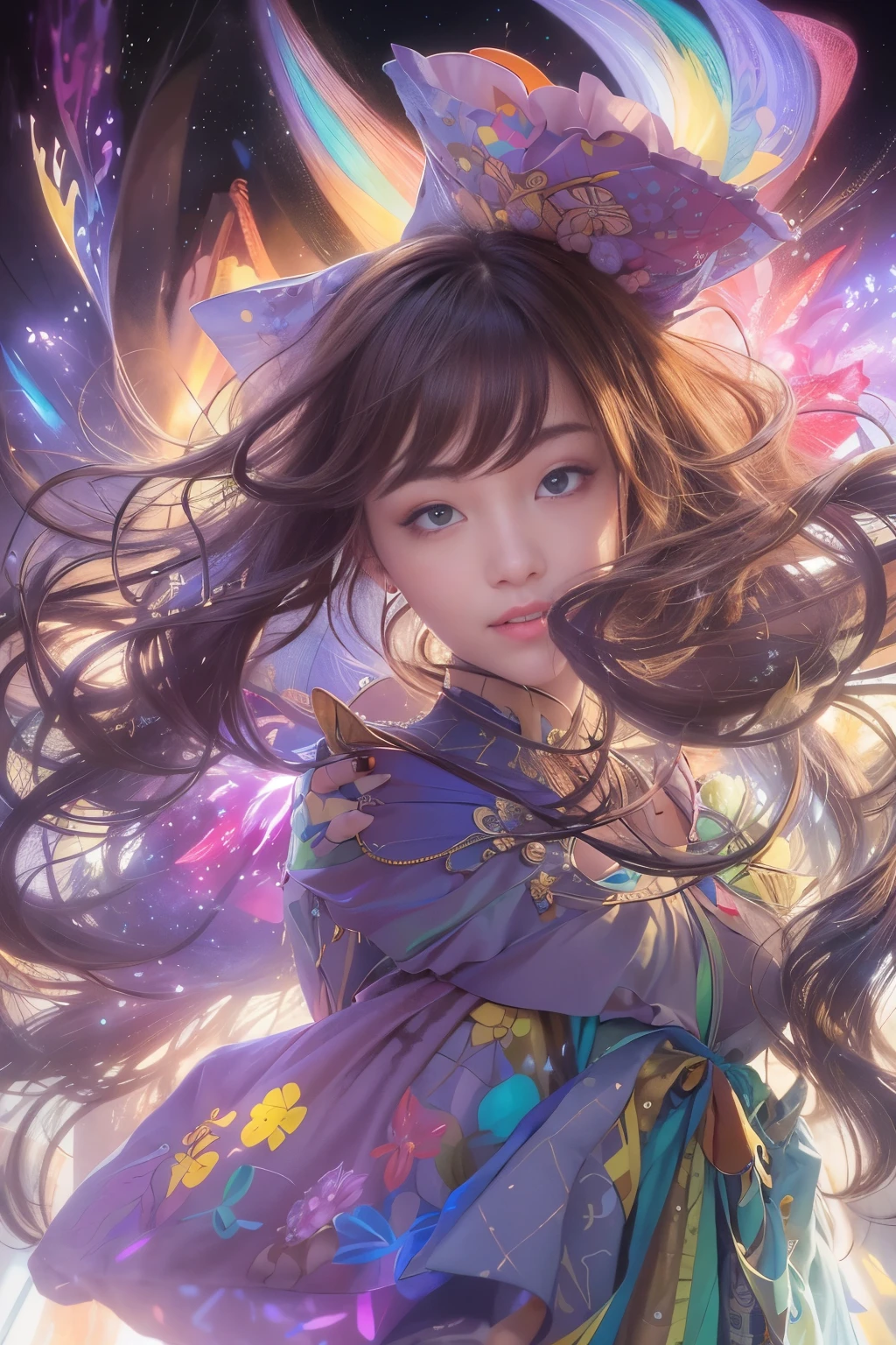 ((extremely beautiful fantastic dream)), vibrant colors, floating, magical, stars, galaxy, glowing, surreal, abstract, fantasy.