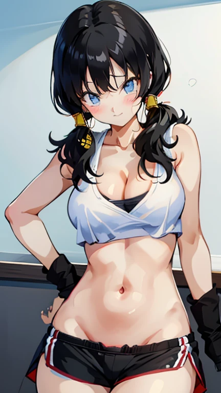 masterpiece, best quality, 1 solo girl, black hair, blue eyes, long hair, medium breasts, sexy body and face, wavy hair, smile, sleeveless shirt, scarf, black thigh-high, mini skirt, pendant, bracelet, jewelry, earrings, feather hair ornament, book, lying at the bed, night, sexy pose, cowboy shots, detailed body, face, and eyes, sharp focus, vibrant, creative, dynamic, high definition, high resolution, 8k, (Upscale: R-ESRGAN 4x+ Anime6mage enchance:4x), voluptuous body, cinema lightning, dakimakura style, looking at the viewer, ponytail, single hair bun