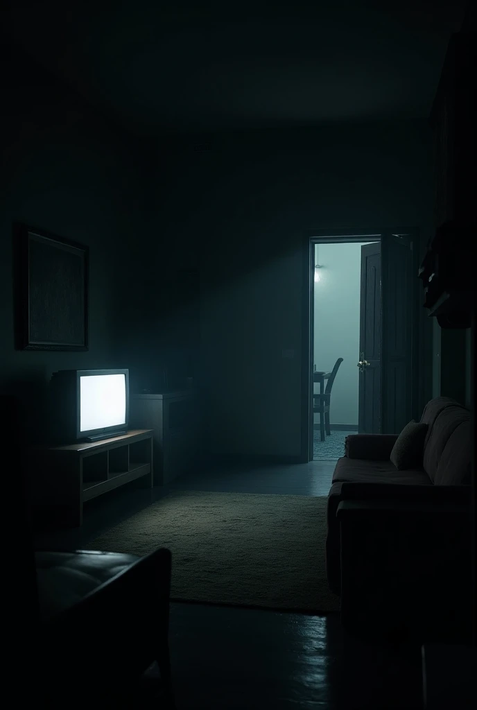 Lights on in a living room, nightmare