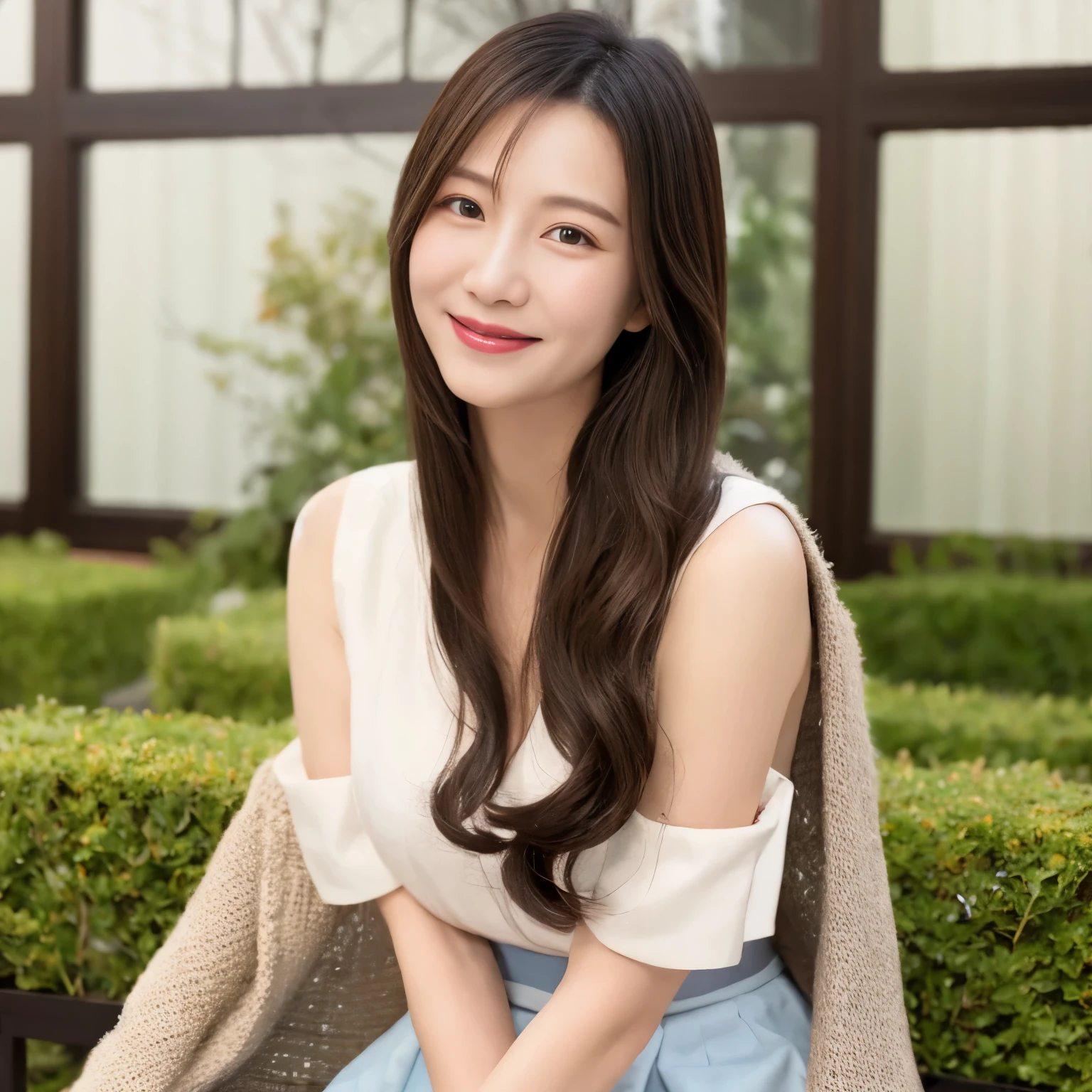 [Korean language,realistic, masterpiece, final details, photorealistic, intricate details , octane rendering , 【8k, 1 Girl , Perfect face shape all over, Beautiful Face , new world foundation, slot reference, detail hair,, black Bow down, black Gloves, Black Leg, blue eyes, blue hair, Bow down, clavicle, skirt, Drill hair , [Wrinkles, [Wrinkles, Gloves, Ge Wen, headskirt, high resolution , long hair, lips open, Puff sleeves, purple eyes , Smile, alone, white skirt, oily skin,((((Full body photo,C cup,Sweet smile))))
