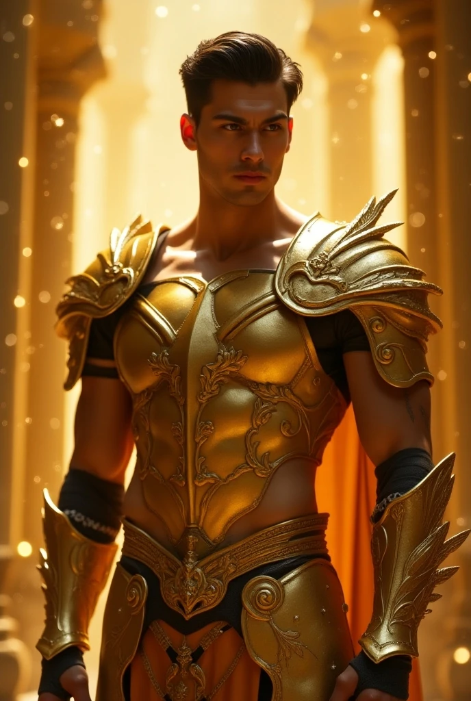 (extremely detailed 8k wallpaper), a medium shot shot of a young male model, blue eyes, brown hair, strong jawline, fearful, intricate, high detail, dramatic, fit body, which tall, full body, prince aesthetic
