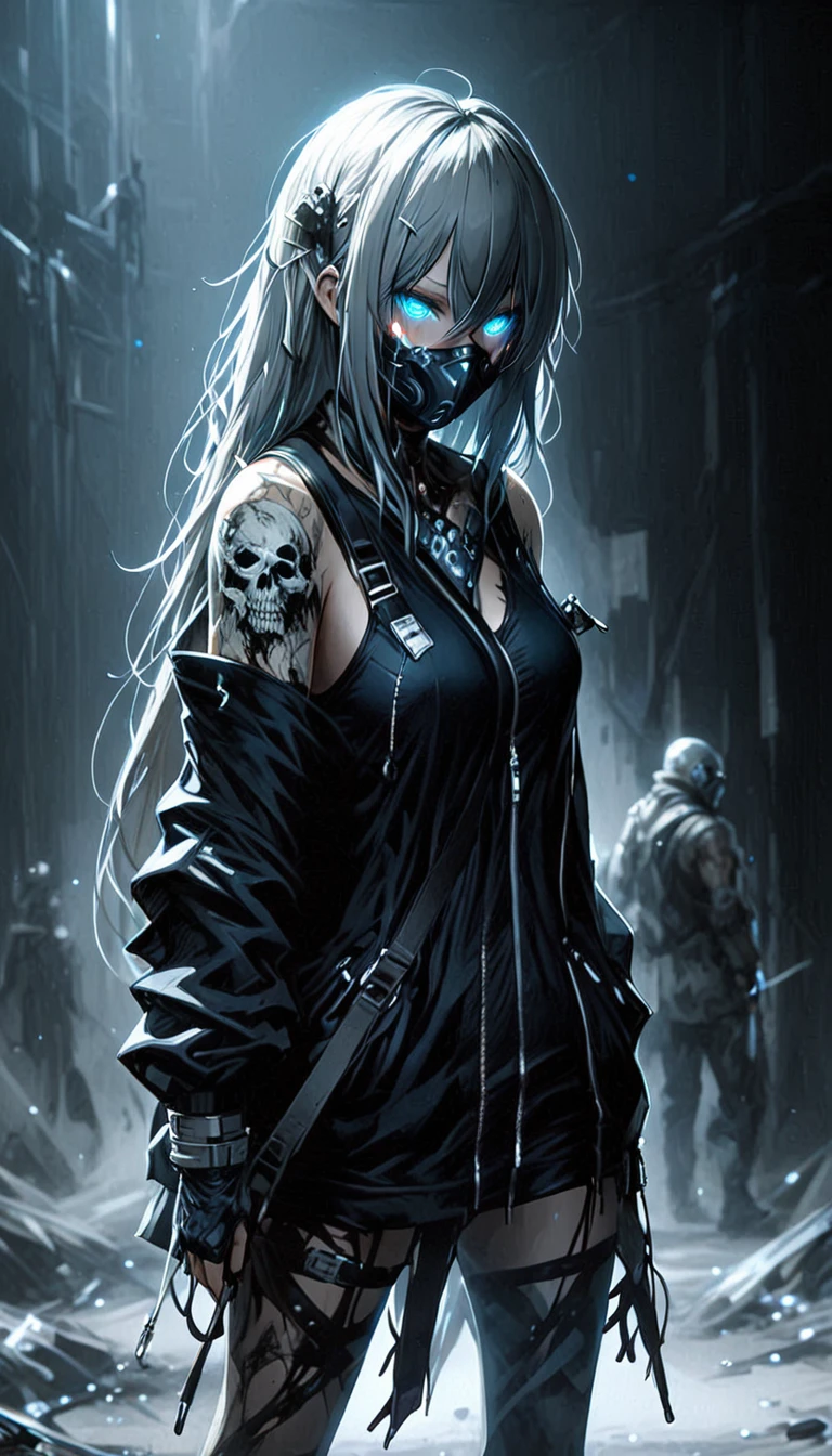 not Ashley Wood style，1 girl,Design de Personagens e Doomsday，adult, to hide 