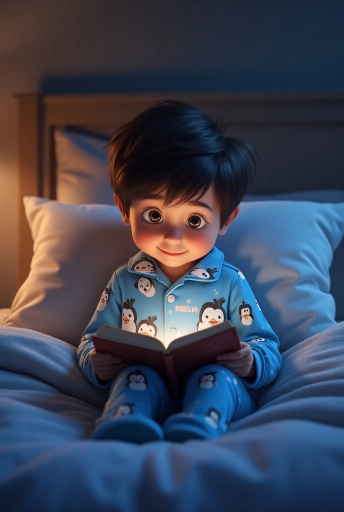 guttonerdvision3, Create an illustration that depicts a 3-year-old boy wearing glasses, with well-detailed facial features, lying peacefully on his bed. He's tucked in comfortably, his head resting on a pillow, sleepy. The room is adorned with shelves filled with stuffed animals, creating a cozy and playful atmosphere.
Outside the house it's dark night. The lighting in the room is minimal, coming only from a bedside lamp. The rest of the room is shrouded in darkness, with the only light illuminating the immediate surroundings of the sleeping boy. The window is covered by a thin curtain, allowing a subtle glow from the outside to filter inward.
Pay meticulous attention to detail as you capture the features of the boy's face, the texture of his skin, and the way his glasses rest on his nose. Render the softness of the bedding and the comfort of your sleep with delicate brushstrokes, creating a sense of tranquility.
Shelves full of plush toys should be depicted with meticulous precision, capturing the different textures and colors of each stuffed animal. Use shading techniques to convey depth and three-dimensionality, bringing the scene to life.
Incorporate the realism characteristic of Alex Ross' art style by paying attention to lighting and shadows. Play with subtle highlights and shadows to create a sense of depth and dimensionality throughout the illustration. Make sure the composition and proportions are accurate and visually appealing.
The end result should be a highly realistic and detailed illustration that depicts the tranquility and innocence of a 3-year-old boy sleeping peacefully in his decorated bedroom. The artwork should evoke a sense of serenity and tenderness, capturing the unique style and attention to detail that recalls the work of Alex Ross.