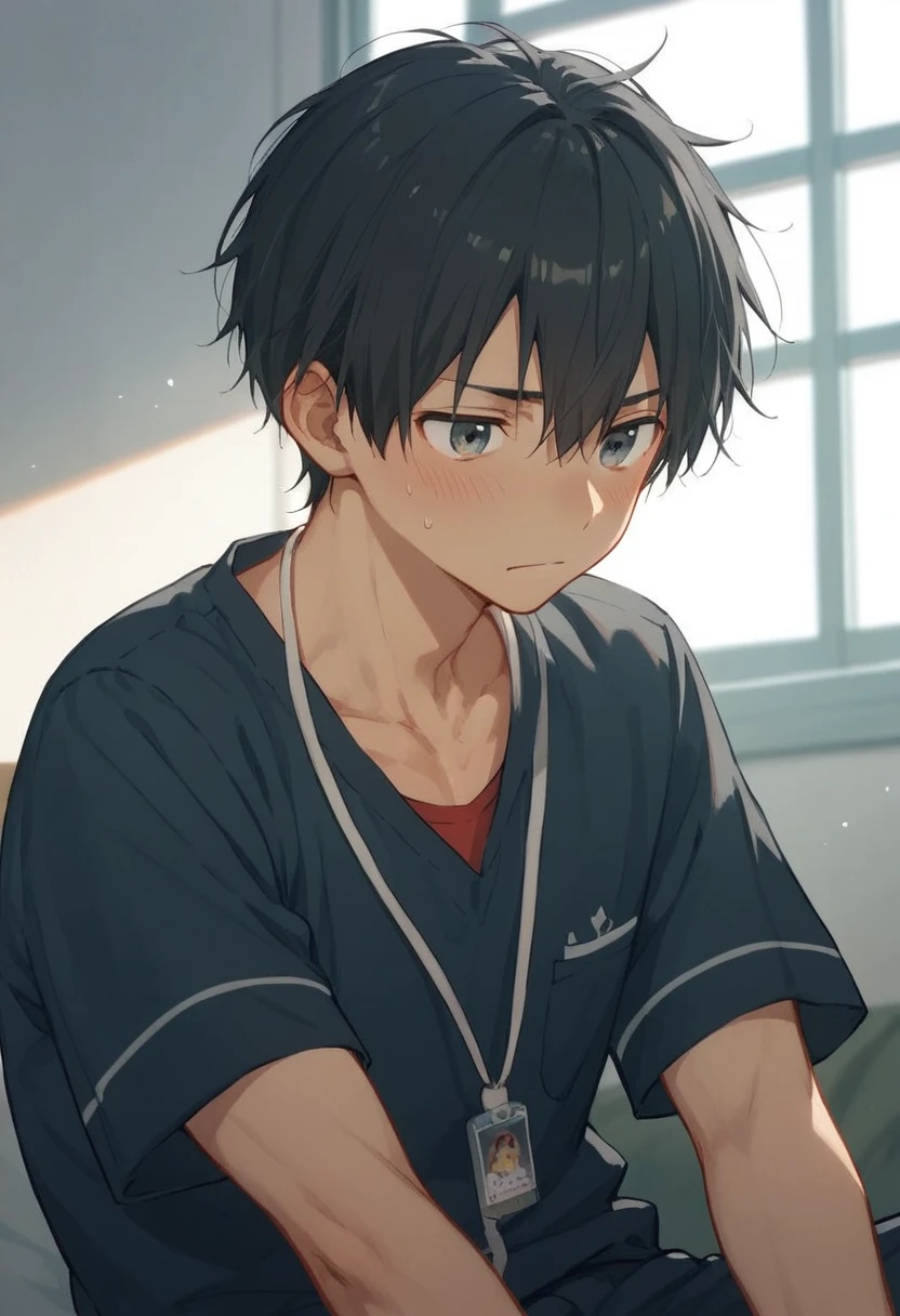 male、二人のmale、 high school student 、Student Uniform、slacks、Loose tie、whole body、 Black Hair 、Summer sunshine、male同士の濃厚なキスシーン、 Black Hair