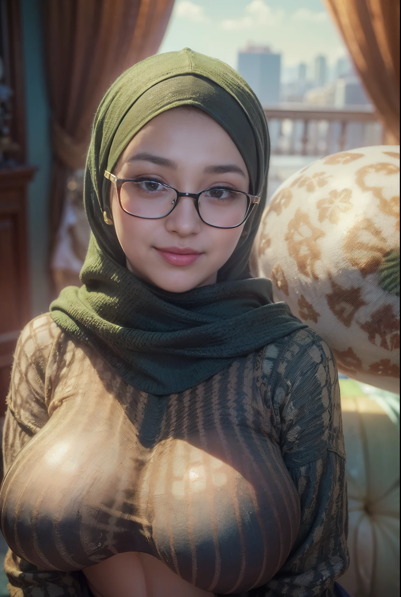 spectacles, BOKEH, ((STRAPLESS FLORAL PATTERN)), Wearing satin Tuxedo outfits, 68 year old, Rainbow, ((HIJAB)), "Oki Setiana Dewi", ("Light Green Hijab Floral pattern Naked"), Chubby Wearing "Lace Floral Pattern Bra" & Short Hairy Pussy, "Facial expression in happy smile", "Orange", " Green Lips", "Bokeh", "Very happy facial reaction", ((HEAVY HUGE BREASTS TITS)) lingerie, ((SHINY NIPPLES)), ((HUGE NIPPLES)), background Forest Indonesia, bokeh, down view , fat body, fat chubby 