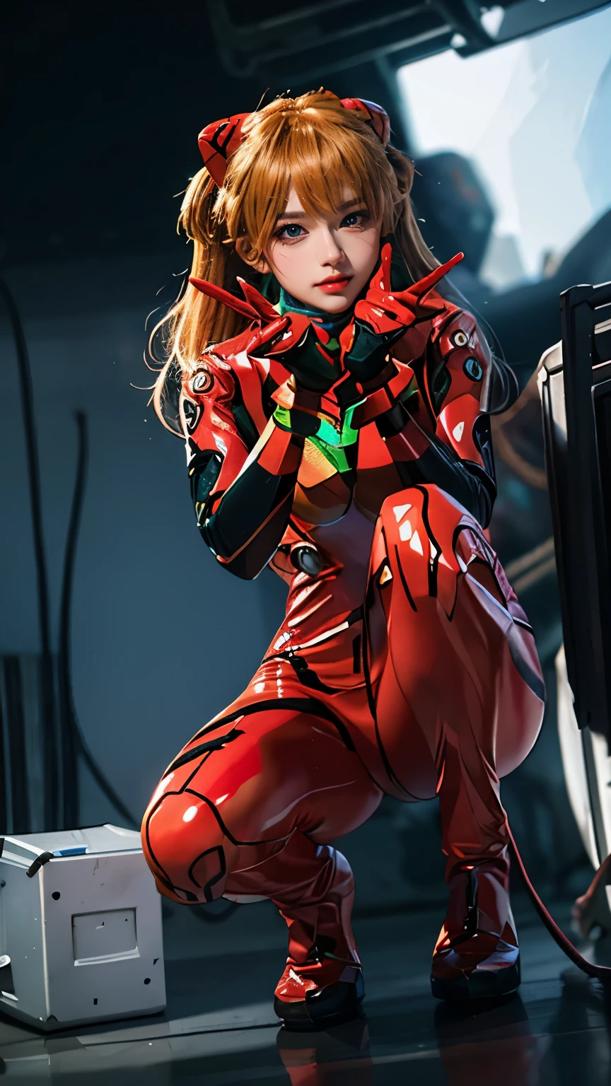 Masterpiece, 8K, .3D, Real, Ultra Fine Photography, Top Quality, Official Art, True Realism, Sunlight, Bright Colors, Lighting, Drama Lighting, (((One Woman))), 25 years old, tall, small face, perfect proportions, (Sliaskar Langley with a black eye patch: 1.5), ((Full Body Lesbian: 1.2)), (From below: 1.1), ((Sliaskar Langley in a red convertible jacket: 1.2, pose with hands in pockets, stopper suit under clothes, Thriaskar Langley wears a black cat hat deep)), (Thriaskar Langley, Thriaskar Langley, plug suit 02: 1.0)), ((blue eyes, beautiful face, beautiful eyes))), pretty face, moist eyes, shining eyes, fine face, thin lips, thin eyes, thin and sharp pale eyebrows, long eyelashes, long lower eyelashes, double eyelids, moody expression, realistic skin texture, visible pores, seductive smile, gentle expression, fragile appearance, slim and muscular, high leg swimsuit: 0.9, slim and muscular, (bright red high gloss suit), (dark red rubber set, has a strong metallic luster and smooth surface), dark red bodysuit shines like a mirror (dark red latex set), shines like a mirror (big connection Under the terminal, there is a precise round metal and silver chest: 1.3), precise round shoulder metal and silver large connection terminal: 1.1, metal green part of the shoulder blade, beautiful female hand wearing red tight latex gloves, (black tie latex with sturdy metallic luster on the inside of the arm), two wide black latex from thigh to buttocks, (full body composition: model stands in a spaceship with a realistic and detailed pose: 1.1), (dynamic and realistic bright red space background: 1.3), (dynamic and realistic bright red space, strong light: 1.2), logo pattern 02 between the breasts, feeling of loneliness, blushing, embarrassment, TO8 contrast style, (luster), delicate clothes wrinkles, beautiful light brown hair, digital SLR, Fujifilm XT3, Sharp focus: 1.0, maximum clarity and sharpness, accurately simulate the interaction of light and matter,