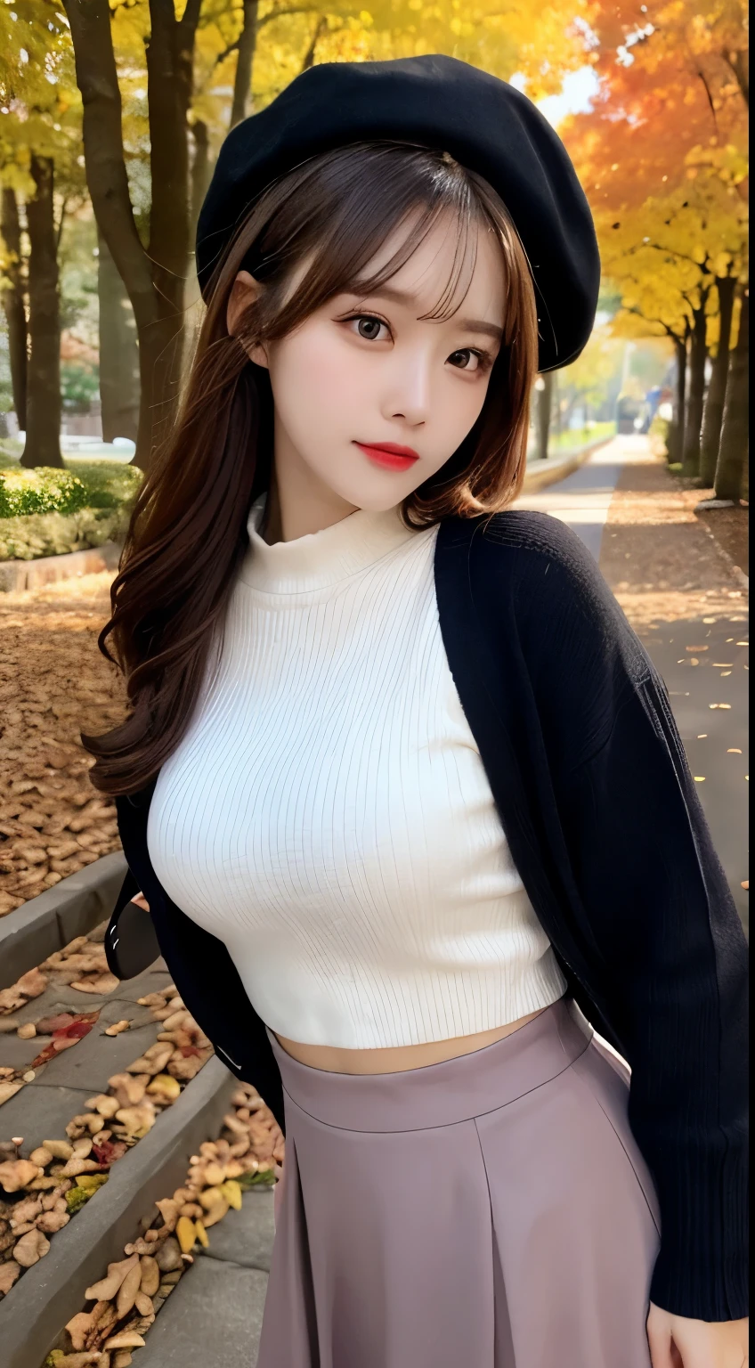 An innocent 18-year-old girl、((V-neck knit:1.9,Small pleated skirt,Black high heels,I can see the shape of big breasts,Dramatic Pose)),Clear eyes,High quality face,smile、RAW Photos, (8k、highest quality、masterpiece:1.2)、(Intricate details:1.4)、(Photorealistic:1.4)、Octane Rendering、Complex 3D rendering with ultra-detail, Studio Soft Light, Rim Light, Vivid details, Super Detail, Realistic skin texture, Detailed aspect, Beautiful details in the eyes, Highly detailed CG Unity 16k wallpaper, compensate, (Detailed Background:1.2), Glowing Skin, whole body、Fashionable tree-lined avenue background,((From head to thighs)),((Shooting from below)) 、((Sexy panties in full view:1.2))、((Spread your legs wide:1.2))
