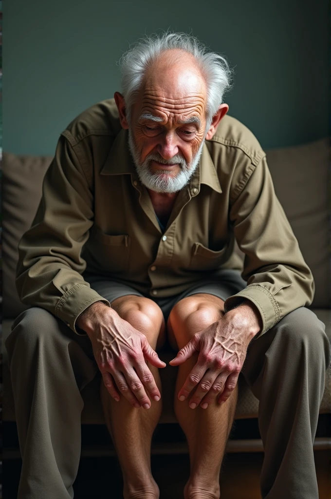 elderly man praying to the lord on his knees in bed