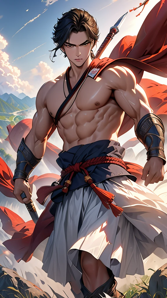 show off thick arms to the audience,closeup of arms,Shoulders exposed,Stout arms,A mais alta qualidade de imagem,Pessoas do sexo masculino,Child,1 ,jovem e bonito,Shoun,cabelos brancos,Cabelo liso curto,Pele escura,Anime peito grande,anime wallpaper,sozinho,Foco Masculino,cuecas,Dilation of the pectoral muscles,capa vermelhirilha saliente,Fundo Urbano,Espalhe as pernas,sexy,(master part, best quality),meias brancas longaotas Red Martin,