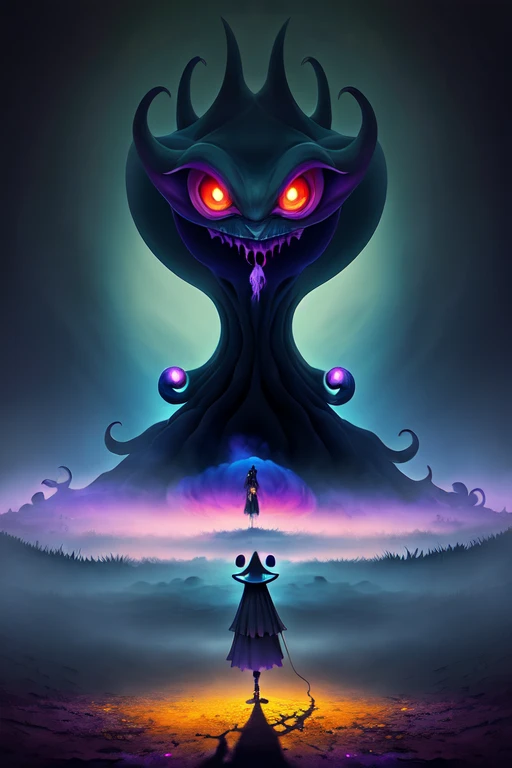 a scary blue monster in a swamp, black trees, white sky, black sun, (no humans:1.9) <lora:MadeJourney_v1:1.0>