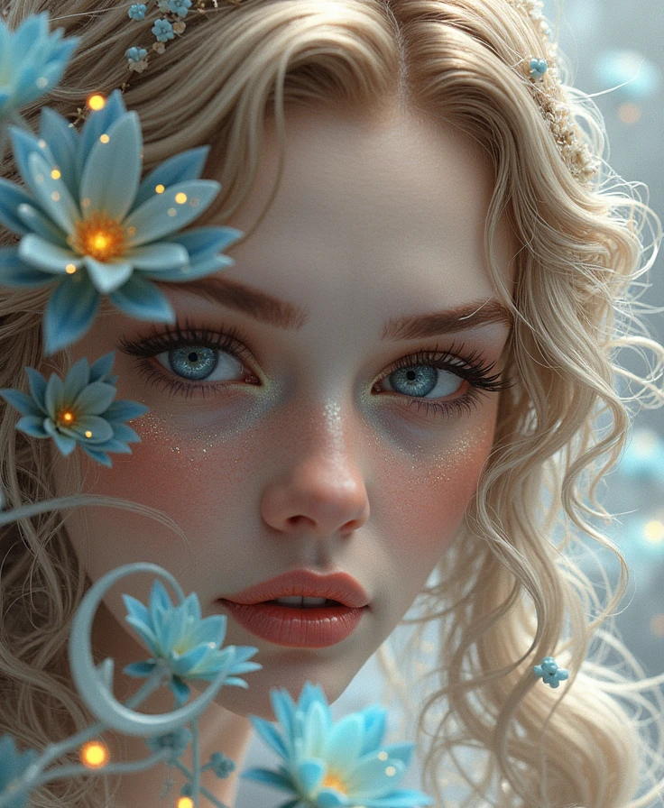 a beautiful young blonde girl with bright blue eyes, detailed facial features, porcelain skin, seductive expression, laying back on a floral bedsheet, sensual pose, artistic nude, photorealistic, cinematic lighting, dramatic colors, 4k, high quality, intricate details, masterpiece