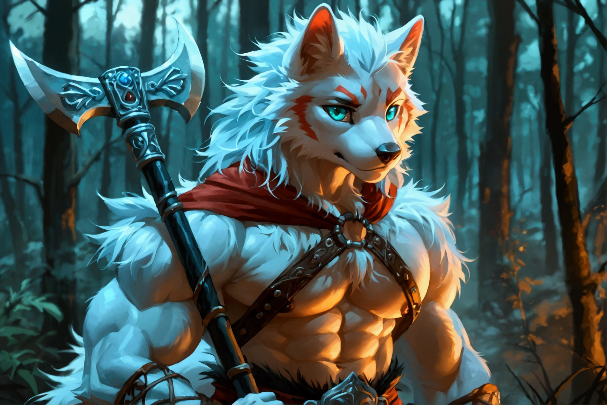 ultra-detailed, masterpiece, masterwork, high quality, best quality, hdr, (nature, night), posted on e621, (by darkgem), nsfw, male, solo, chibi, (white little body werewolf), canine, (long silver hair, yellow eyes, white body, roar), stylish pose, dynamic angle, (micropenis, foreskin, childpenis, perfect balls)