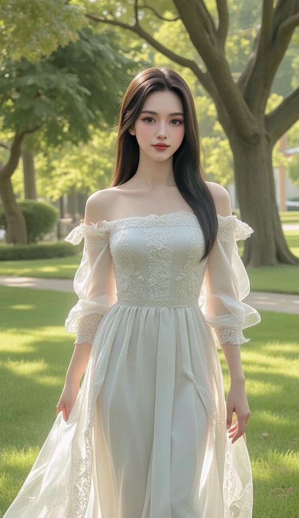 ((Best Quality, 8K, Masterpiece: 1.3)), girl around 20 years old, simple, extremely beautiful and delicate, (light makeup), black hair, sweet smile, delicate and beautiful fair skin, realistic and realistic, delicate and complete facial features, detailed facial portrayal, obsidian-like beautiful big eyes, high nose bridge, red lips, beautiful gentle beautiful girl, flowing smooth hair, extremely delicate hair, feminine temperament, face light, surreal, realistic, 8K picture quality, extreme details, realistic details, master works , realistic extreme, body, absolutely beautiful, pure desire, stunning beauty, peerless beauty, highest image quality, 8k resolution, goddess, smile, fine facial features, long hair and waist, long thick legs, beautiful short dress, sunshine, facing the camera, well-proportioned and firm figure, gentle eyes, exposed thighs, in a beautiful rape flower field, full body photo