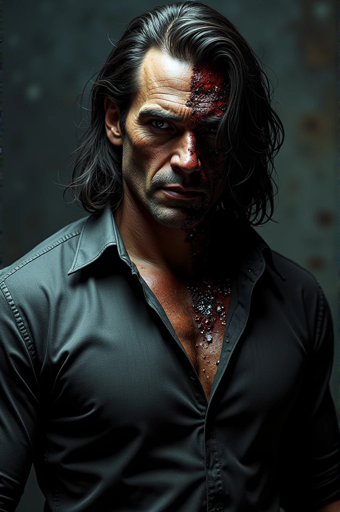 Comics, poster, character design,Dead zombie man, depth of field, bokeh