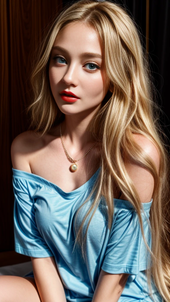 (masterpiece, Best Quality), ultra Realistic, a blond, beautiful female model (looks similar ot Amber Heard) a necklace, Ring Accessories, Wavy Hair, Perfect face, Beautiful face, enticing, big gorgeous eyes, blue eyes, heavy make up, red-lips, seducing smile, Glamorous body, Voluptuous body,Night city, suggestive pose perfect size brest nipple nice cleavage seductive poses red lips full body front face nudes pink nipples Perfect face eyes lips nose eye brow eye lashes erotic seducing pose big blue eyes