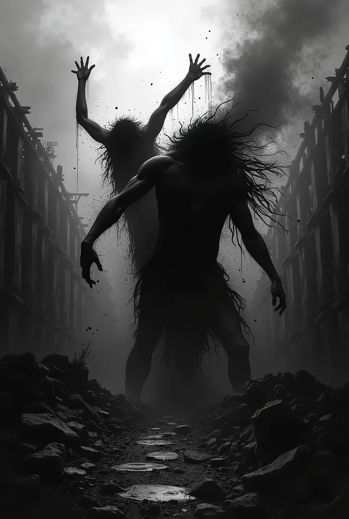 Make the creation of Adam with dark fantasy art 