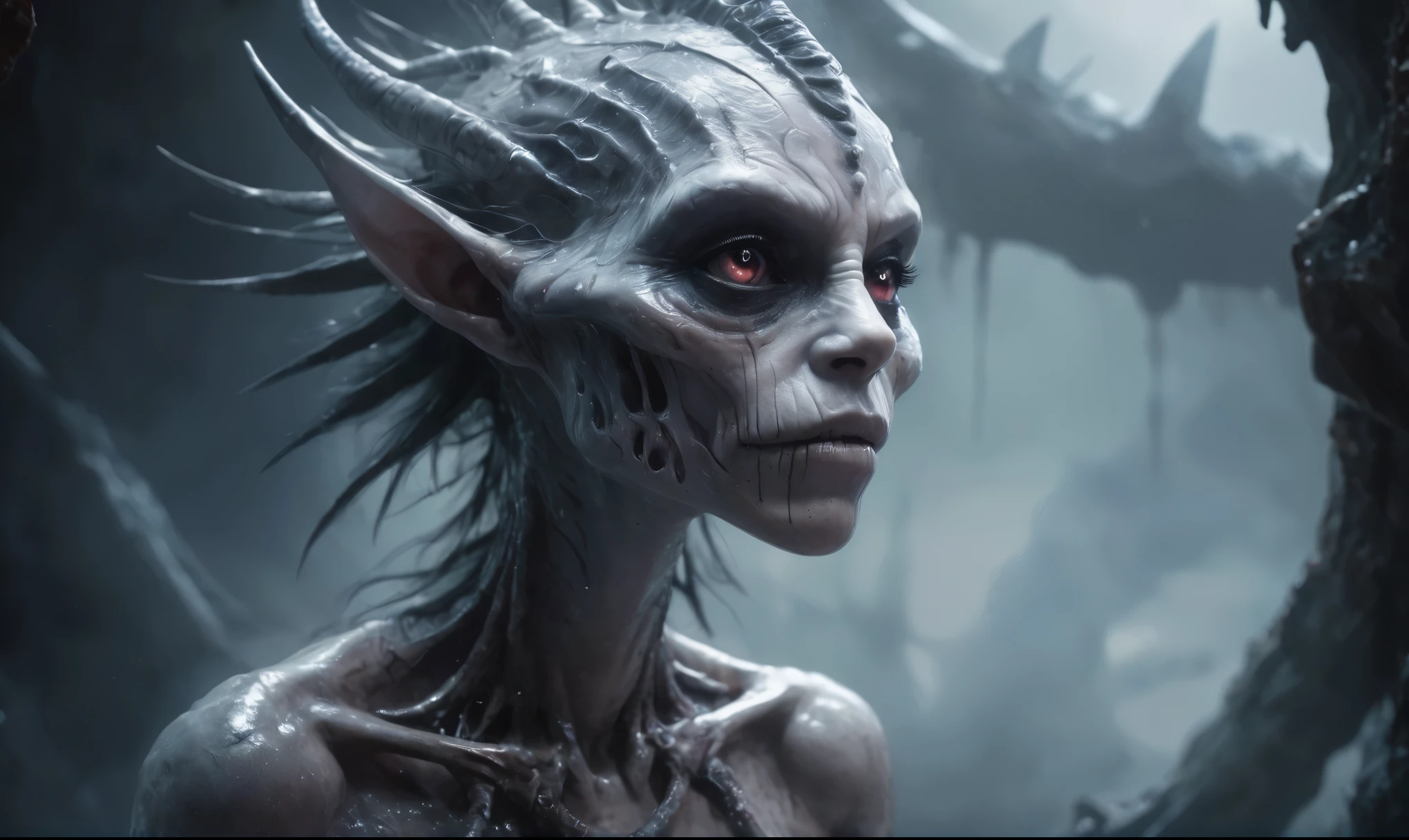 full body length,niobium goblin,native africa xenomorph's slaves,once pretty face,eyebrow up,full body shot,ominous landscape,niobium gray atmosphere,photo,photorealism,Masterpiece,hyper natural skin textures, hyper realism,hyper detailed,High contrast,Realism,Ultra Detailed,irina yermolova,close full body shot,32K resolution,Nikon Z9, ,demonic, fog, smoke, audience, mist, featuring ultra-realistic and hyper-realistic elements,
Marta Bevacqua, Ellen Jewett, Kawacy, Katsuya Terada, Carne Griffiths,concert lighting, bokeh, luminal space that feels
both bright and surreal. Includes liquid fluid elements for added depth and movement. Rendered in an unreal
engine and post-processed to achieve . Evokes a sense of dreamy, ethereal
and mystical mood,horror pixar movie still,thriller disney movie ,pixar render, animated ,suicide
