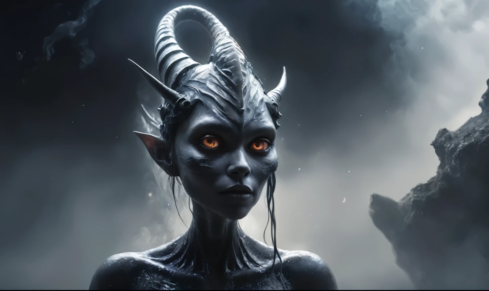 full body length,niobium goblin,native africa xenomorph's slaves,once pretty face,eyebrow up,full body shot,ominous landscape,niobium gray atmosphere,photo,photorealism,Masterpiece,hyper natural skin textures, hyper realism,hyper detailed,High contrast,Realism,Ultra Detailed,irina yermolova,close full body shot,32K resolution,Nikon Z9, ,demonic, fog, smoke, audience, mist, featuring ultra-realistic and hyper-realistic elements,
  Marta Bevacqua, Ellen Jewett, Kawacy, Katsuya Terada, Carne Griffiths,concert lighting,  bokeh,  luminal space that feels
 both bright and surreal. Includes liquid fluid elements for added depth and movement. Rendered in an unreal 
engine and post-processed to achieve . Evokes a sense of dreamy, ethereal 
and mystical mood,horror pixar movie still,thriller disney movie ,pixar render, animated ,suicide