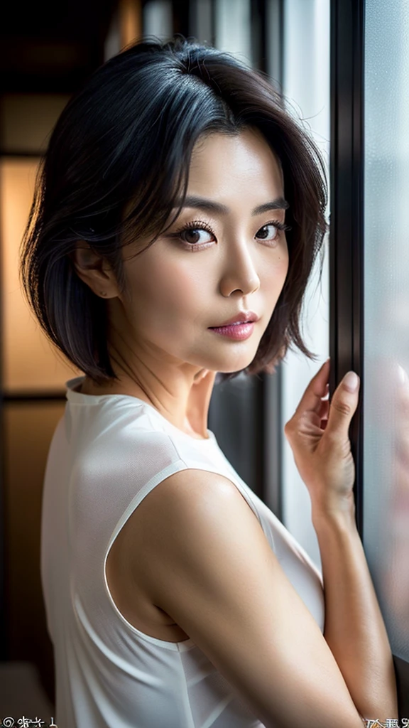 ((highest quality, 8K, masterpiece: 1.3)), sharp focus: 1.2, Beautiful woman with muscular body: 1.4, Arms are drooping, slim abdomen: 1.2, ((layered haircut, big: 1.2)), wet body: 1.1, Very detailed face and skin texture, fine eyes, double eyelid, sunburned skin, sunburned, sweaty skin, 1 girl, beautiful and perfect face, bob cut, intricate details, movie-like atmosphere, 8K, very detailed, (realistic, photorealistic: 1.37), Super detailed, highest quality, realistic, very delicate and beautiful, Raw photo, (((professional lighting)), face lighting, Depth of bounds written, single focus, (((Judo))), ((Black belt))、(((super big breasts:1.2))) 、(((cleavage)))、(((Protruding)))、Wear the official judo uniform), ((long sleeve)), ((wearing a t-shirt)), (muscular and healthy), small head, (((beautiful eyes)), real face, realistic face, real face, fine eyes, (fashionable hairstyle: 1.3), viewer, (cool japan women)), intellectual, sports, (smile: 1.15), (closed mouth), fine and beautiful eyes, (Japanese temple: 1.3), judo player, healthy body, (short hair: 1.2), short hair, black skin,arms up,((lying)),open legs,((cum in pussy)),((tongue out)),((cloth lift)),(rape),(show off breasts),cum on breasts