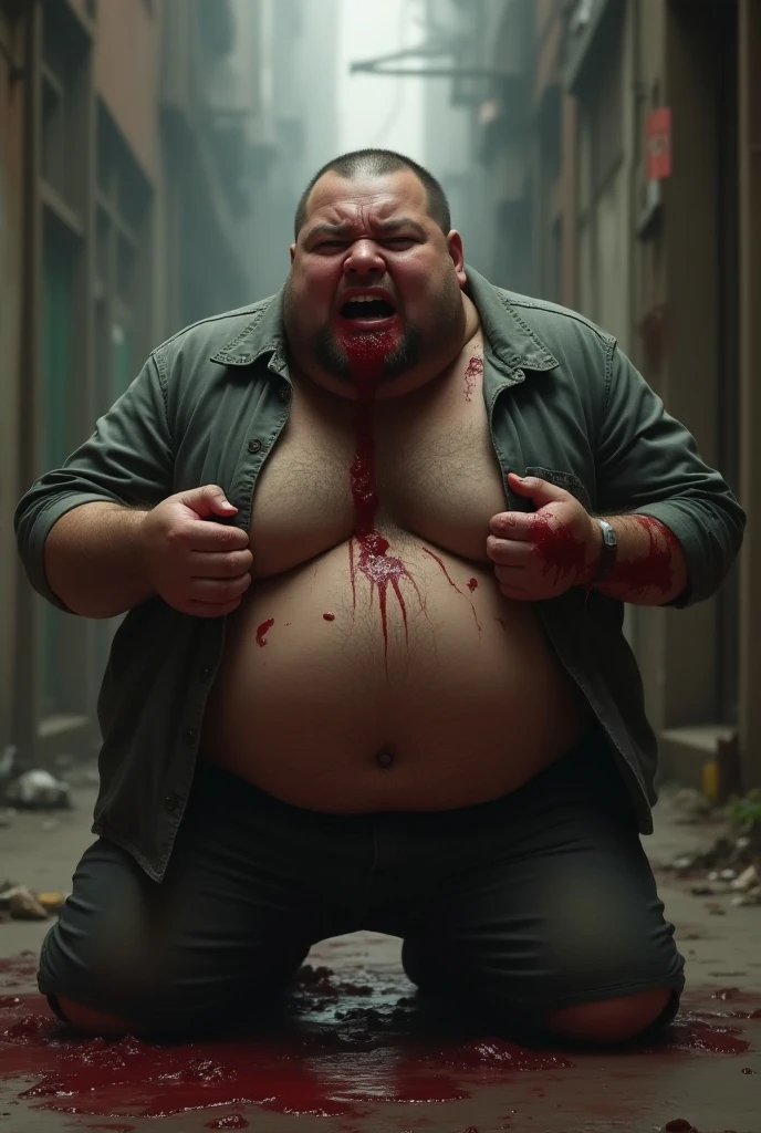 A man was crushed by a fat man who showed his stomach in prison.