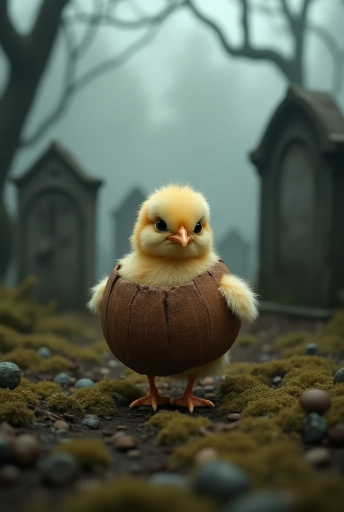 A half-cheese chick, a chick with a zombified appearance, A little chick half octopus, a skeletal chick