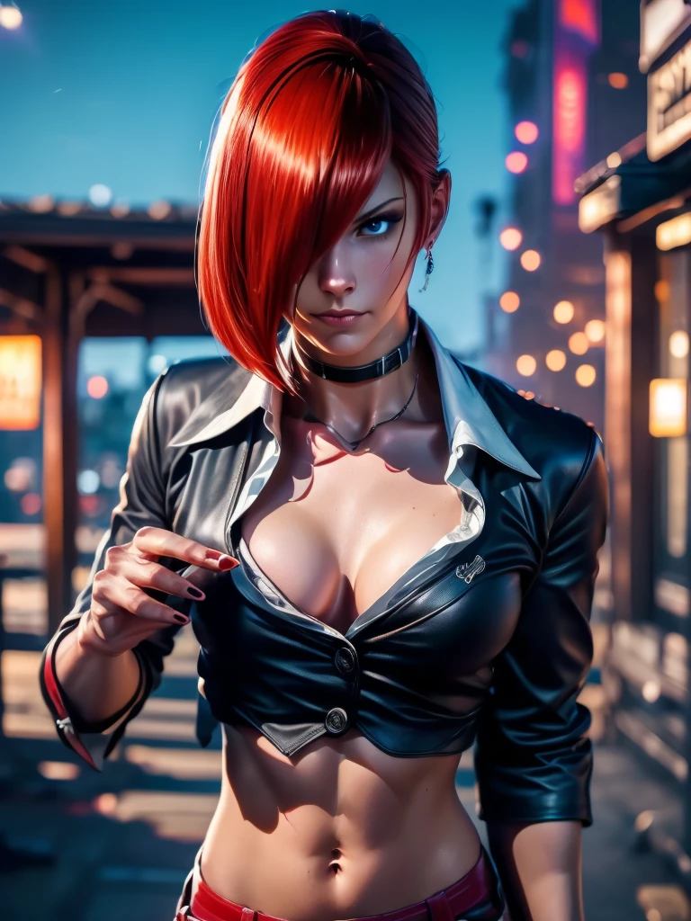 (at night), alone, in a video game scene, a background of a beautiful city during the day raining, standing at attention, red hair, ((red hair)), 1 girl, alone, 20 years old, young woman, perfect hands and beautiful with perfect fingers, beautiful long legs, perfect legs, beautiful body, beautiful nose, beautiful character design, perfect face, look at the viewer (focusing on the entire character), closed mouth, Light_Smile, official art, background unit Extremely detailed 8k CG display, perfect lighting, bright and colorful front lighting, glowing skin (masterpiece: 1.0), (best quality: 1.0), ultra high resolution, 4K, ultra detailed photography, 8K, HDR, high resolution, nonsense : 1.2, Kodak portra 400, film grain, blurred background, bokeh: 1.2, lens flare, (vibrant_color: 1.2), professional photography, (beautiful_face: 1.5), (narrow waist),
