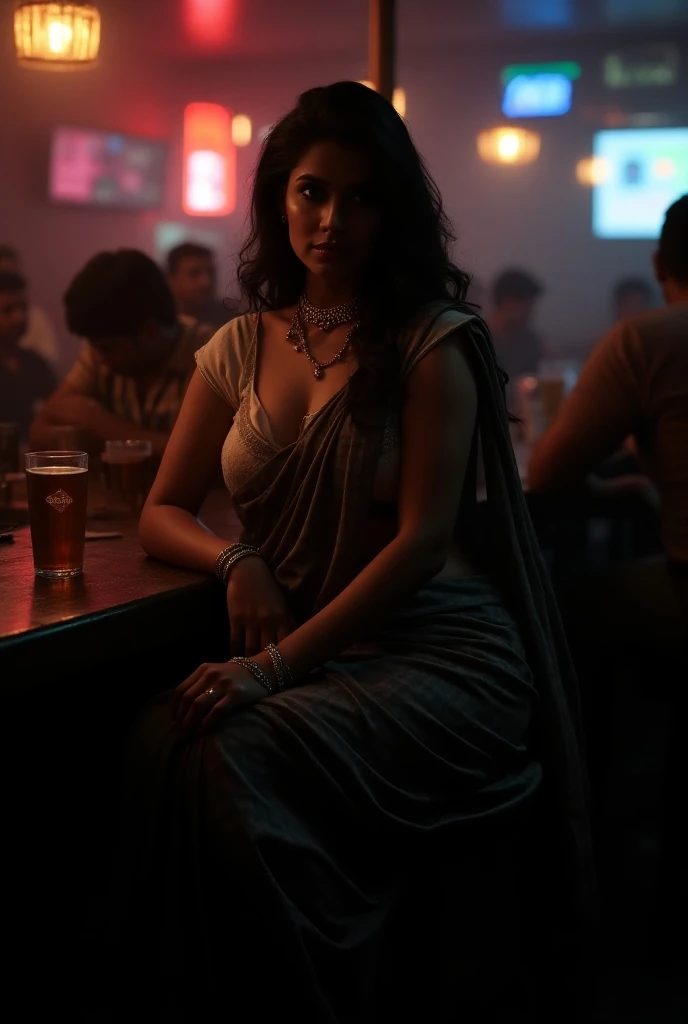 Matured indian women as a waitress in a green lace bra and panties and lace high stockings at the crowded bustling restaurant, nighttime, high quality, ultra detail, 8k, 50mm lense, handheld shot camera angle, High Contrast cinematography effect, Natural Lighting, vibrant color grading, high quality, ultra detail, 8k resolution,