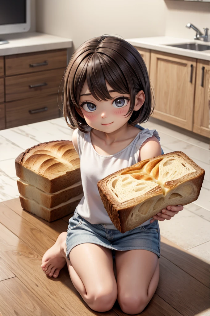 Wipe the table with a rag,a girl,5yo,brown hair,