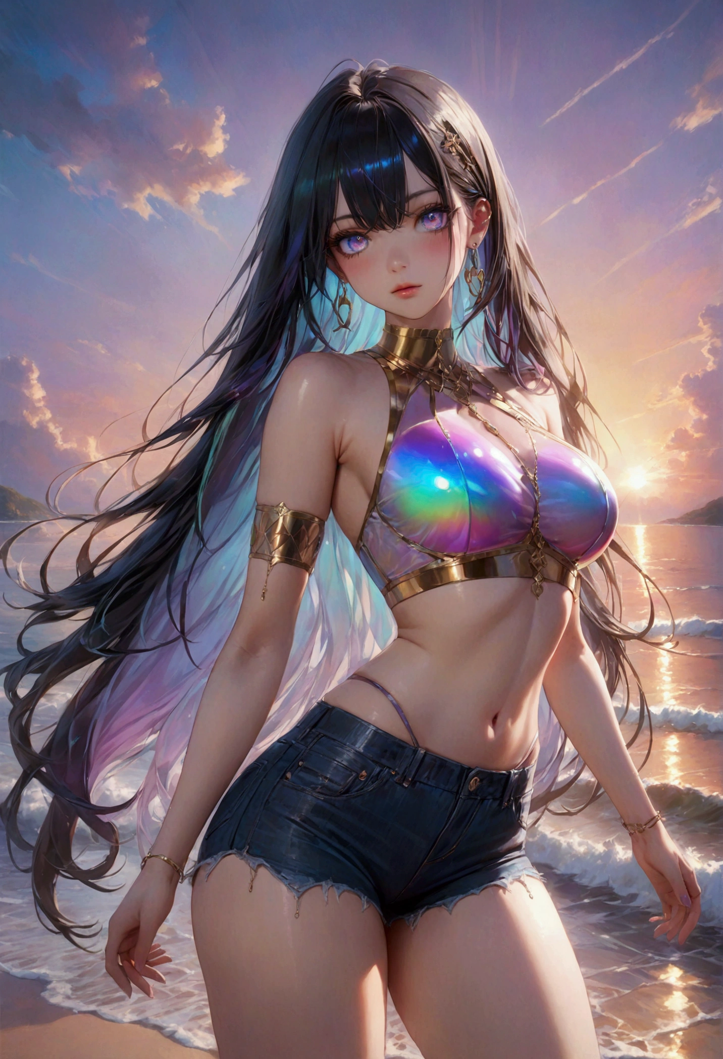 chest shot , video game , little sweat (sit single sofa, lie : 0.1)(drunk face flushed:0.6)(holding a colorful detial feather fan )(fluorescent clothing)(right index finger close to lips:0.6)(hand behind head:0.2)(squat on the ground :0.1), (one eye wink:0.3) (Detailed rich feathered belt)(star mark on face: 1.5) (perfect face:1.5) (1 girl:0.6)(two girl:0.1)photorealistic (back wrap skirt)(white and  color hair:1.2) ,angel ring on head , sakura skirt,(petal fly:1.1) angel ring on head , silk scarf wrapping flying (show lace panties: 0.7), big eyes, (Busty boobs:0.8) (perfact Busty boobs : 0.5), shadow on body，lifted up  ,  (moon and many star in the background), ((look at top)), smiling, (two color hair mix), (dancing), active, best anatomy: 1.6, Unreal Engine 5, best quality, very detailed, detailed background, , Best Anatomy, Illustration, Ultra HD, RAW, (PureErosskin_V1:0.0), (ulzzang-6500-v1.1:0.0), Wildcard Prompt: (Masterpiece), (Best Quality ), ((super detailed)), illustration, (detailed light), cinematic light, cute girl, flying hair, playful smile, light hair, pastel painting, art nouveau, In Full Growth, Cinematic Light, Ultra Detailed, Detailed Face, Realistic Face, Detailed Eyes, Realistic Eyes, Sweet Lips, Bright Smile, ((Flying Hair: 1.1, Sharp focus, handsome, long-legged, thin, professional lighting, rendered eyes, hair accessories, (Asian Idol), architecture, birds and butterflies and bubbles in the air, lower boobs, navel, celestial body, in road side, nice Idol, ( Above the waist),  (perfect face:1.3), 18y, magic castle, car ,(best quality), perfect Eye,
