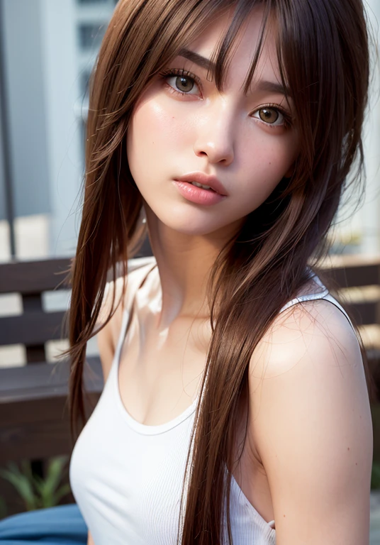 (Raw photo, Best Quality), (Realistic, Photorealsitic:1.3), masutepiece, Extremely delicate and beautiful, Soft light, (Brown hair, Shoulder-length straight hair swaying in the wind), Beautiful detailed girl, (Detailed fingers), extremely detailed eye and face, beautiful detailed nose, Beautiful detailed eyes, 1 girl, Japanese, Neat and clean beauty, Cute, young, dress shirts, Pants, (Half body:1.3), (medium breasts), Realistic face, Realistic body, angry face, angry expression, annoyed,