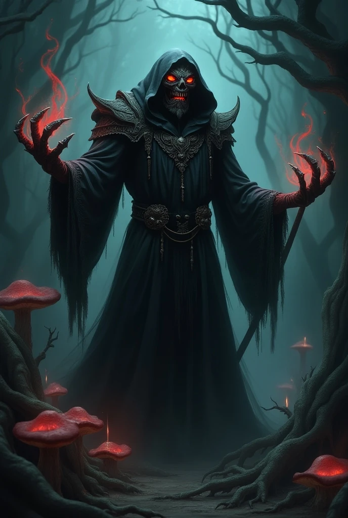 <lora:Shadow_Style_XL:0.8> shadow, 8K,, HD, gloomy colors, dark aura, horror, druid, cartoon style, flat