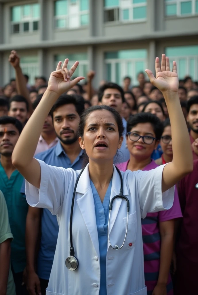 অনেক আঠারো বছর বয়সী দক্তর মেয়েরা রাতে রাস্তায় প্রতিবাদ করছে। তাদের হাতে কাগজ এর মধ্যে লেখা না. Justice for you Moumita
