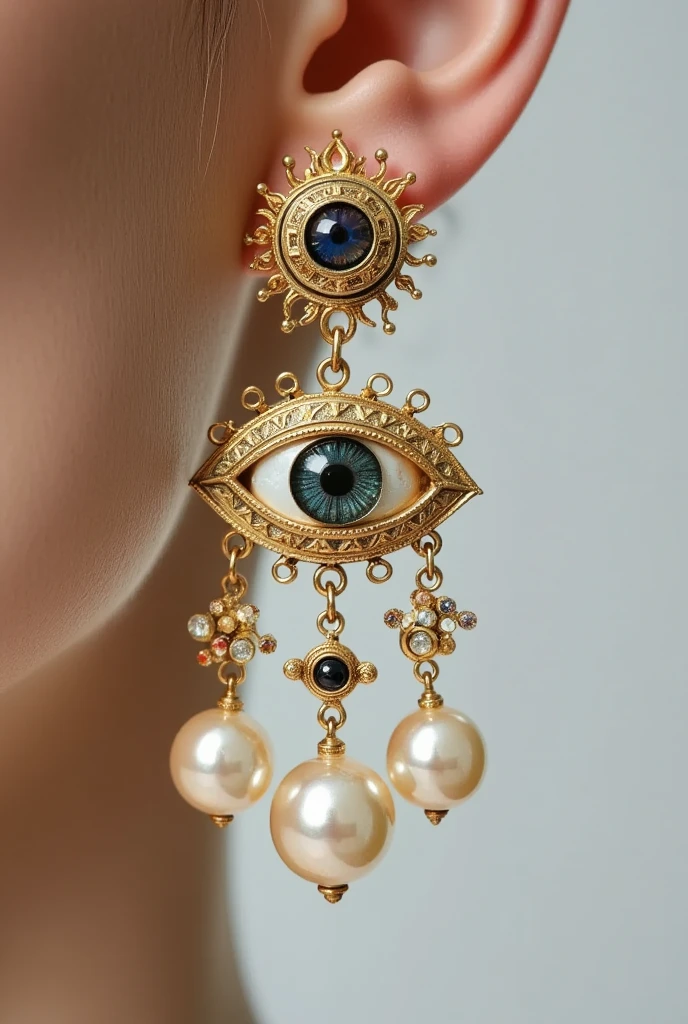 Product Design：Exquisite exaggerated earrings，baroque pearls and eye elements