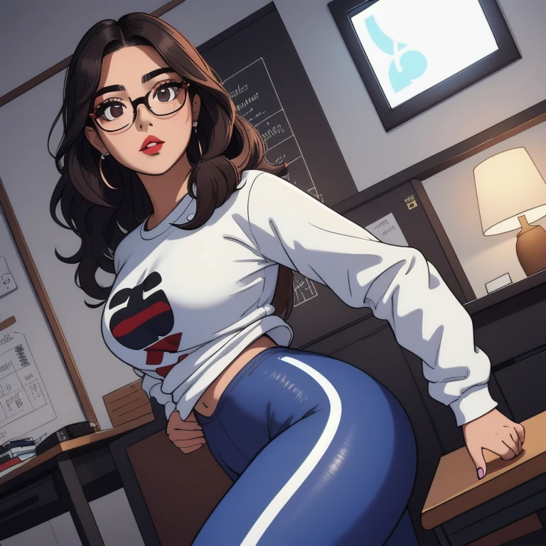 Masterpiece, best quality, high res, 4k resolution, (hyper realistic:1.2), perfect Anatomy, ultra detailed, beautiful nerdy gamer girl, thick and curvy, super detailed face, glasses, spreading legs, tight panties, tiny panties, deep cameltoe, chubby, cute