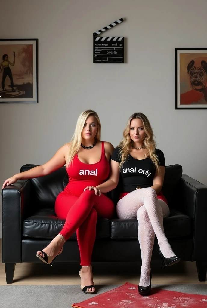 ((best quality)), ((masterpiece)), (detailed), Fat Voluptuous Blonde Women with pigtails, wearing tight Neon Lingerie bending over pants tight, Huge Massive Breasts, Platform Sandals with Fishnet stockings, using stripper pole in night club, fat ass