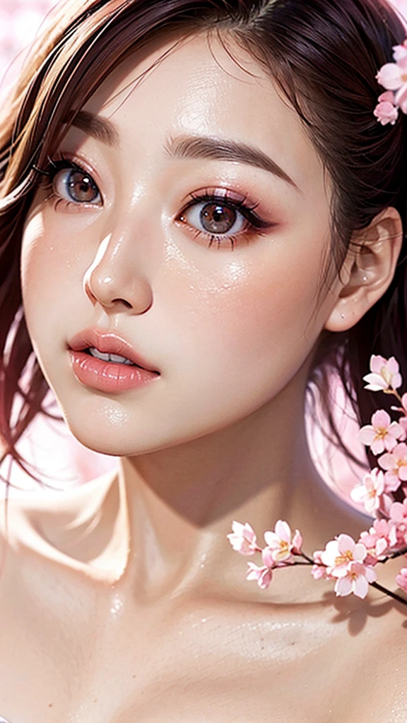  Pink Korean Cherry Blossom Elegant Makeup, Pink and White 
